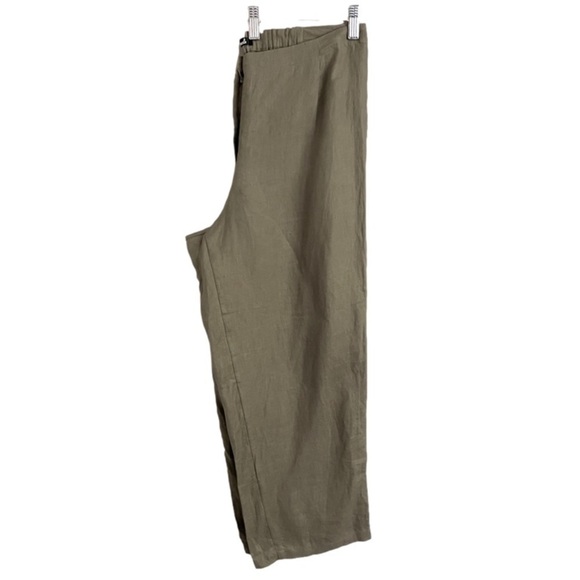 Animale Taupey Gray 100% Linen High Rise Wide Leg Cropped Pants - M - Picture 4 of 10